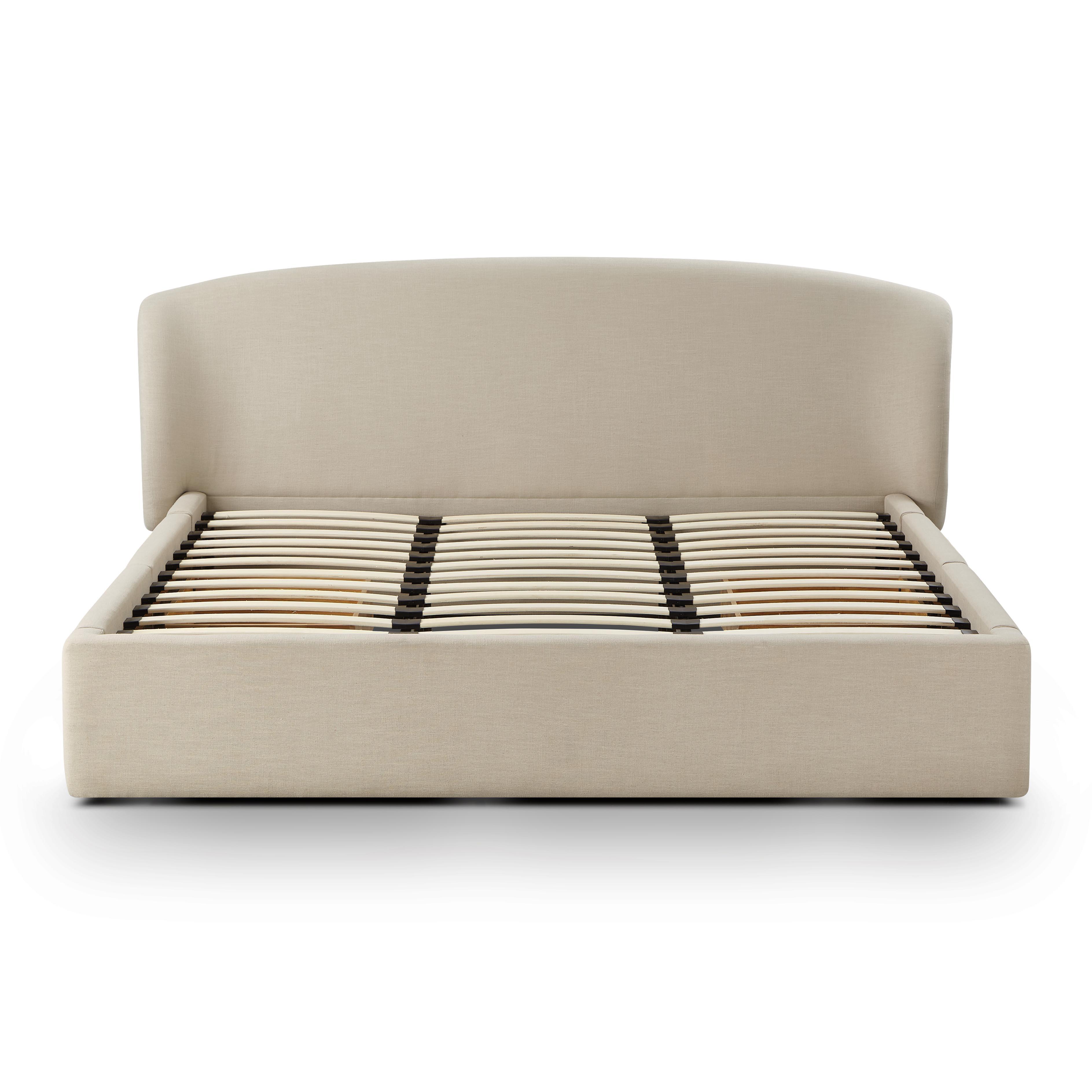 Corey Taupe Upcycled Linen Storage Bed