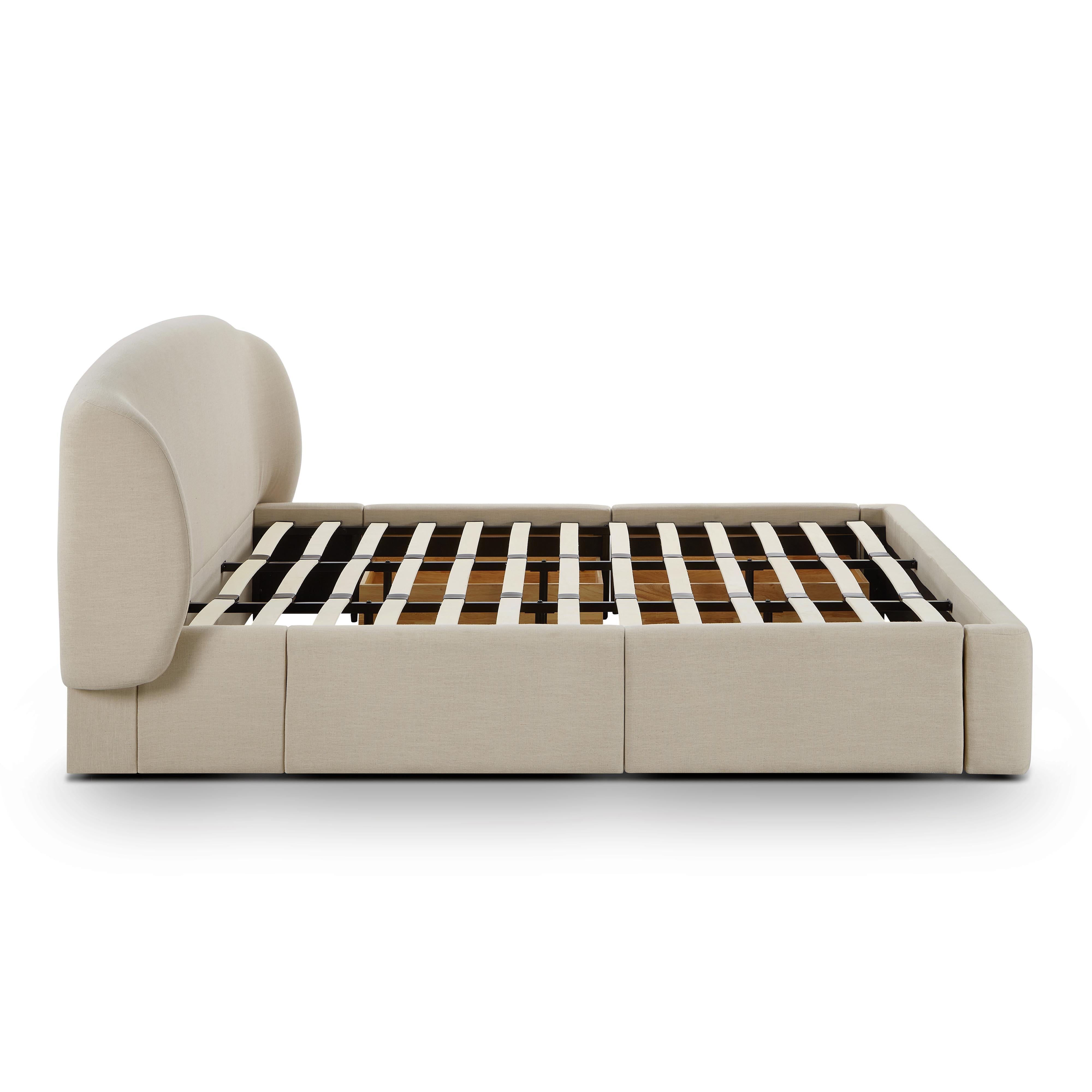 Corey Taupe Upcycled Linen Storage Bed