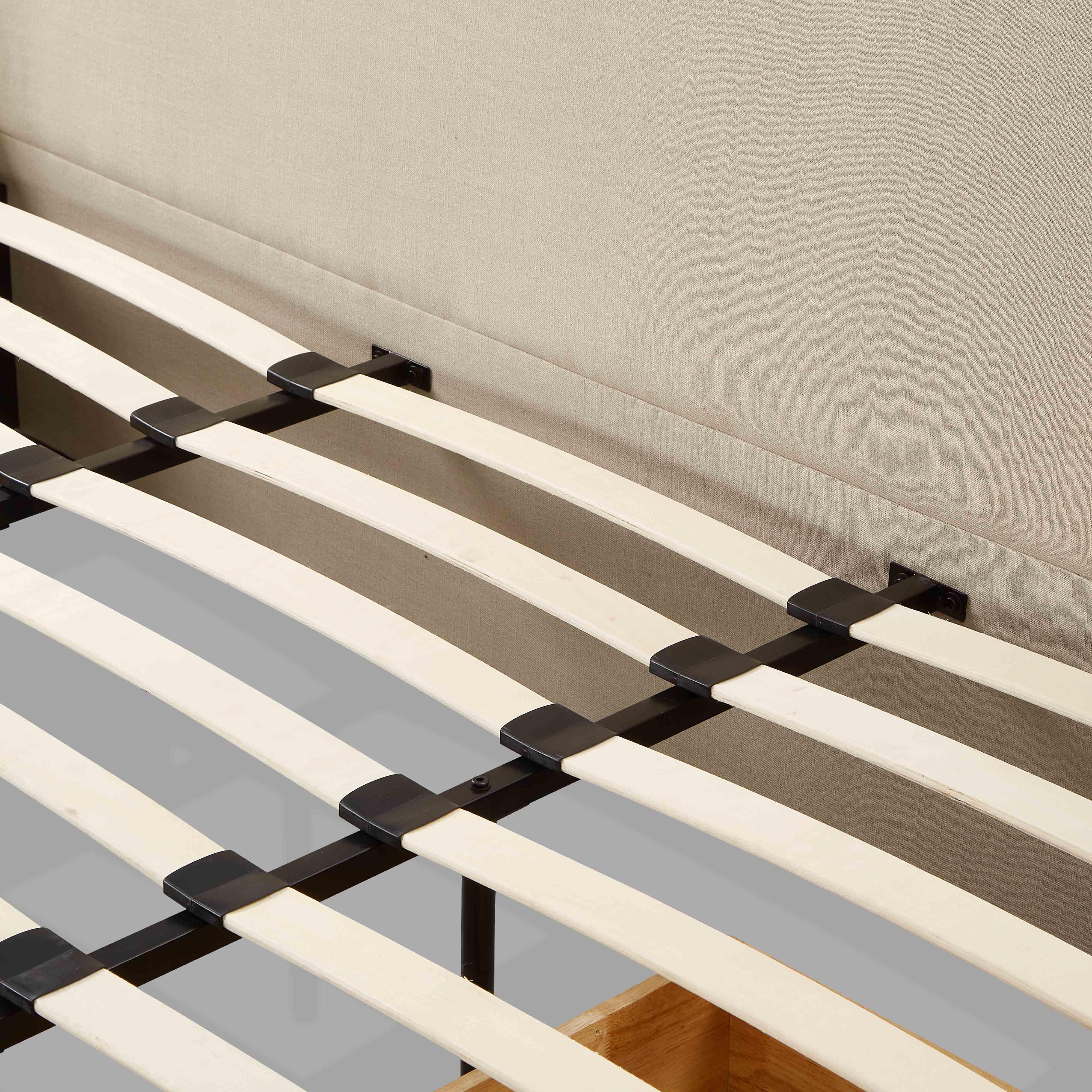 Corey Taupe Upcycled Linen Storage Bed