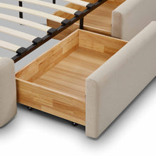 Load image into Gallery viewer, Corey Taupe Upcycled Linen Storage Bed