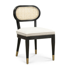 Load image into Gallery viewer, Cosette Black Dining Chair in Cream Performance Linen
