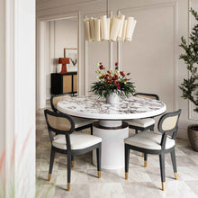 Load image into Gallery viewer, Cosette Black Dining Chair in Cream Performance Linen