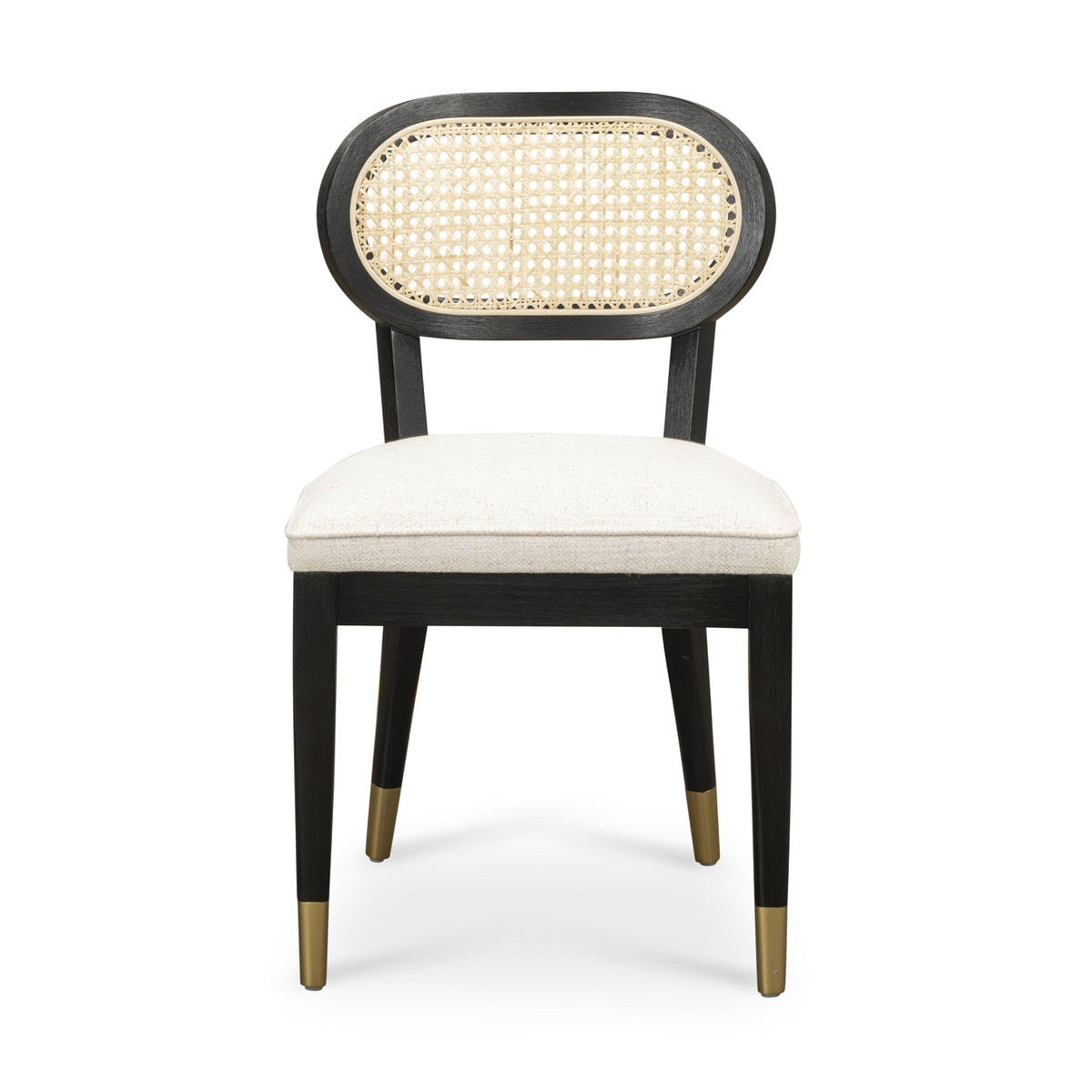 Cosette Black Dining Chair in Cream Performance Linen