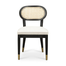 Load image into Gallery viewer, Cosette Black Dining Chair in Cream Performance Linen