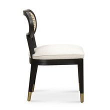 Load image into Gallery viewer, Cosette Black Dining Chair in Cream Performance Linen