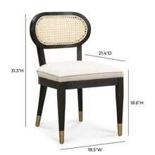 Load image into Gallery viewer, Cosette Black Dining Chair in Cream Performance Linen