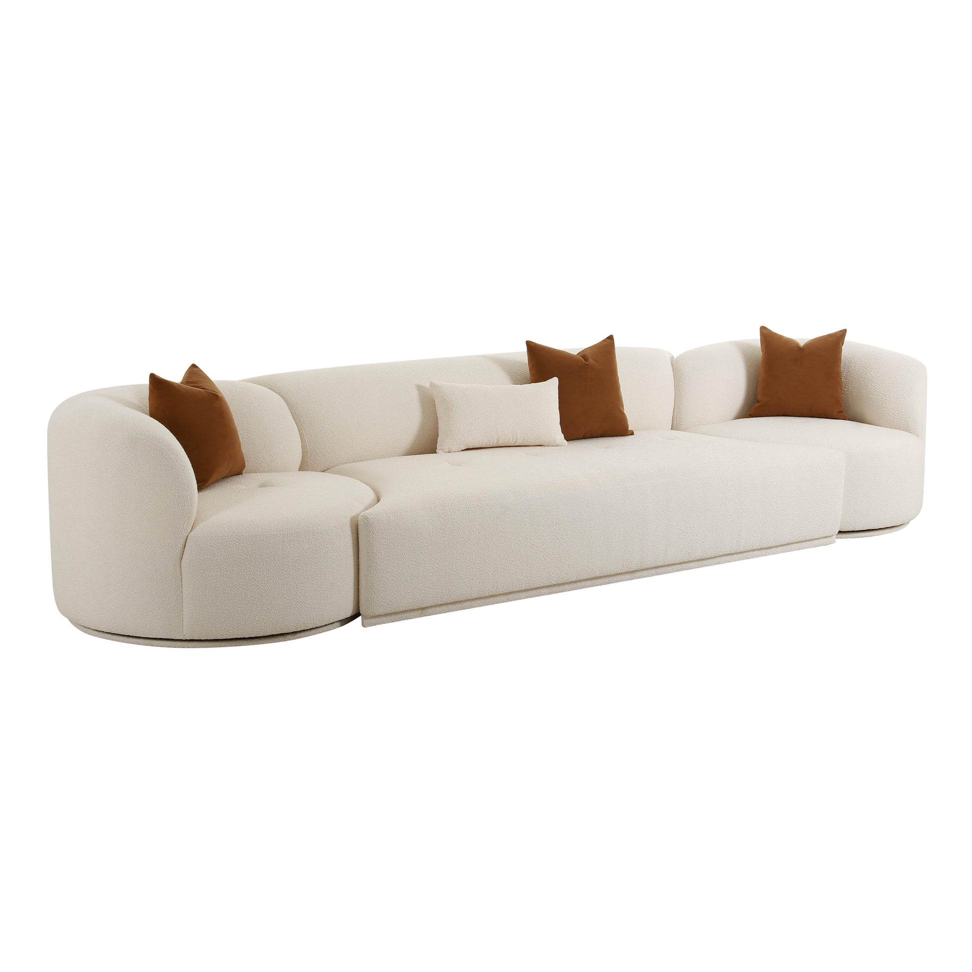 Fickle 144" 3-Piece Cream Boucle Modular Sofa