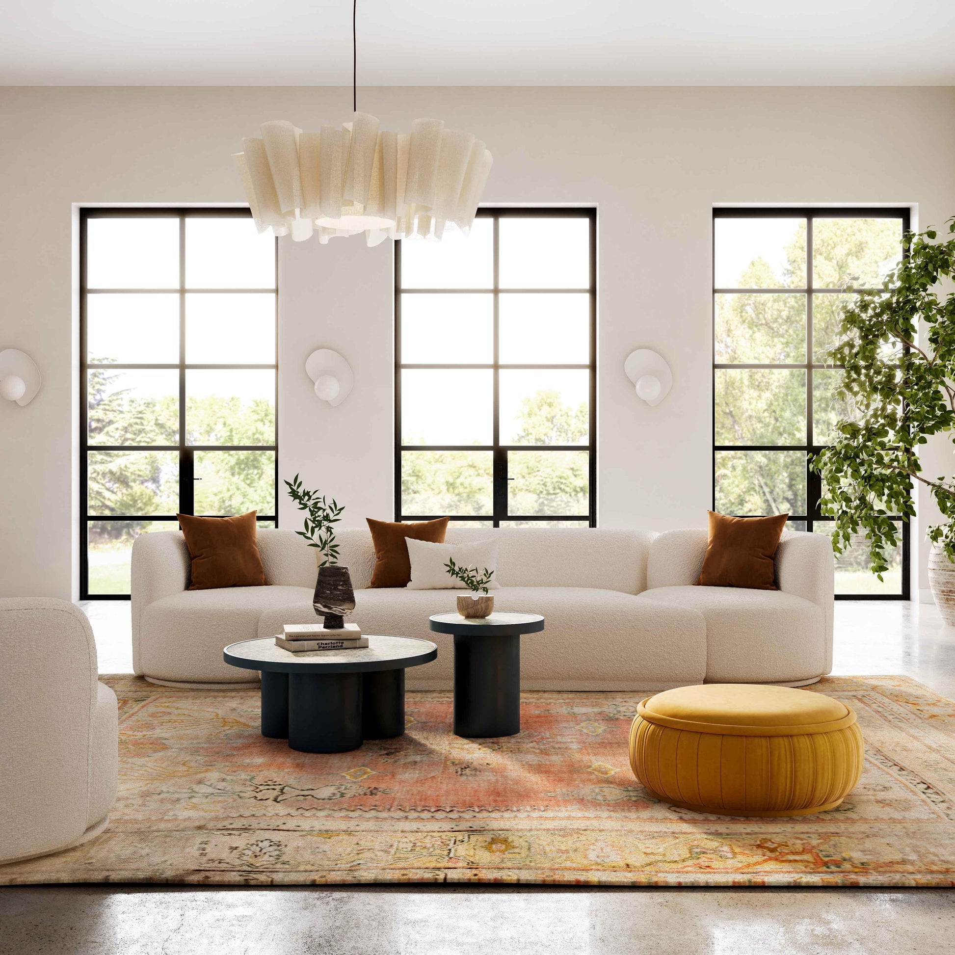 Fickle 144" 3-Piece Cream Boucle Modular Sofa