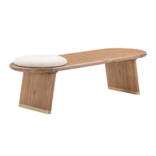 Load image into Gallery viewer, Samantha Cognac Acacia Bench with Boucle Seat
