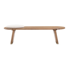 Load image into Gallery viewer, Samantha Cognac Acacia Bench with Boucle Seat
