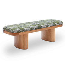 Load image into Gallery viewer, Ollie Olive Green Leopard Jacquard Bench