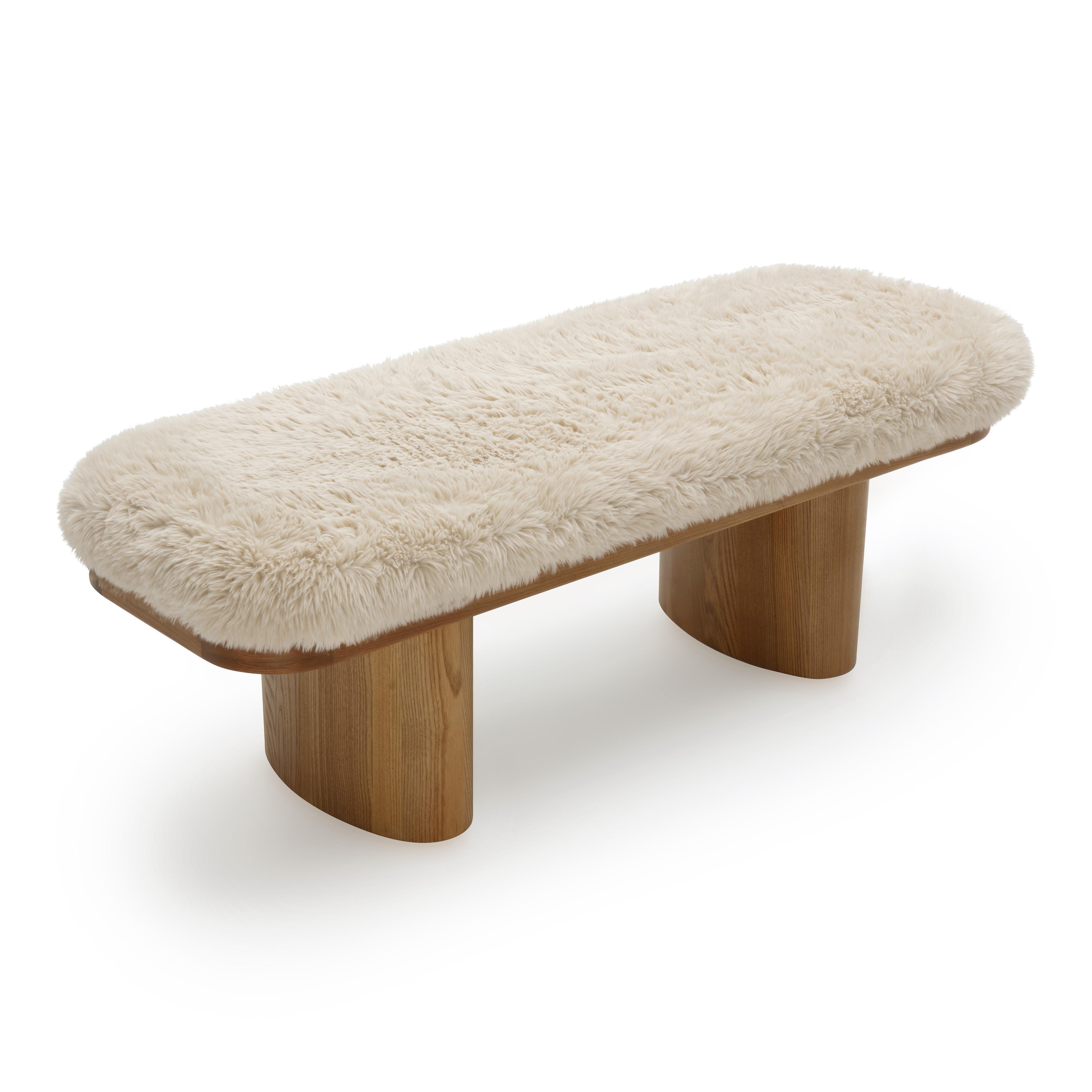Ollie Straight Vegan Shearling Bench