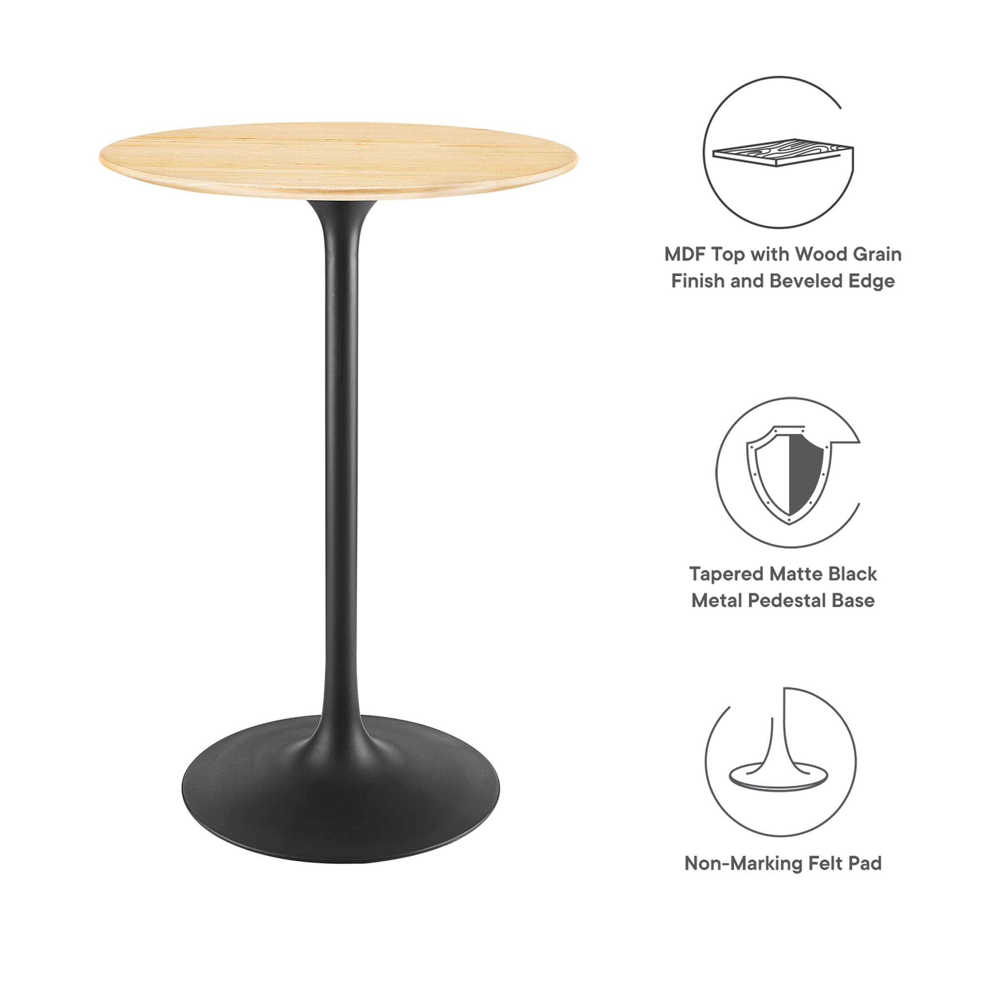 Tulip Bar Table In Natural Top
