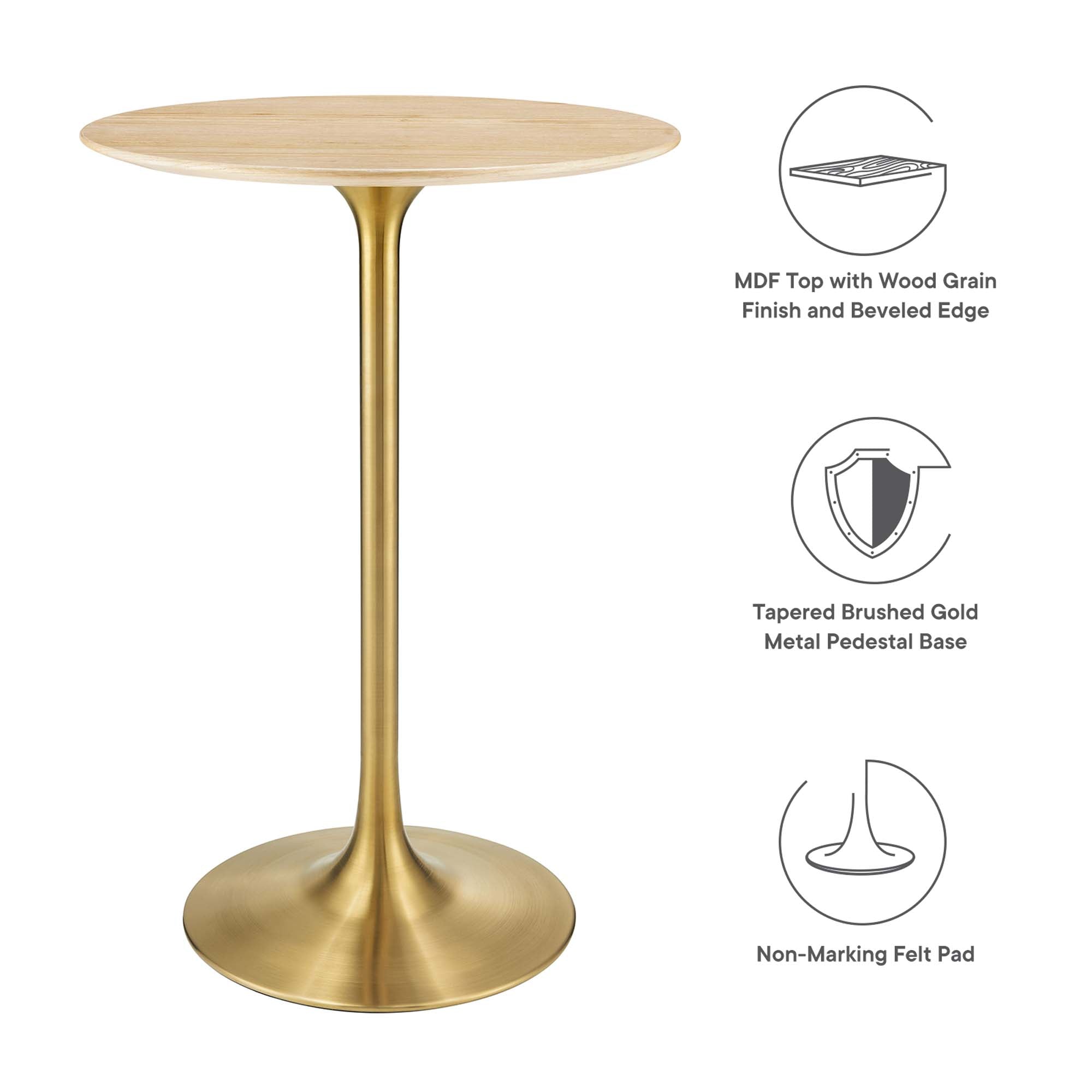 Tulip Bar Table In Natural Top