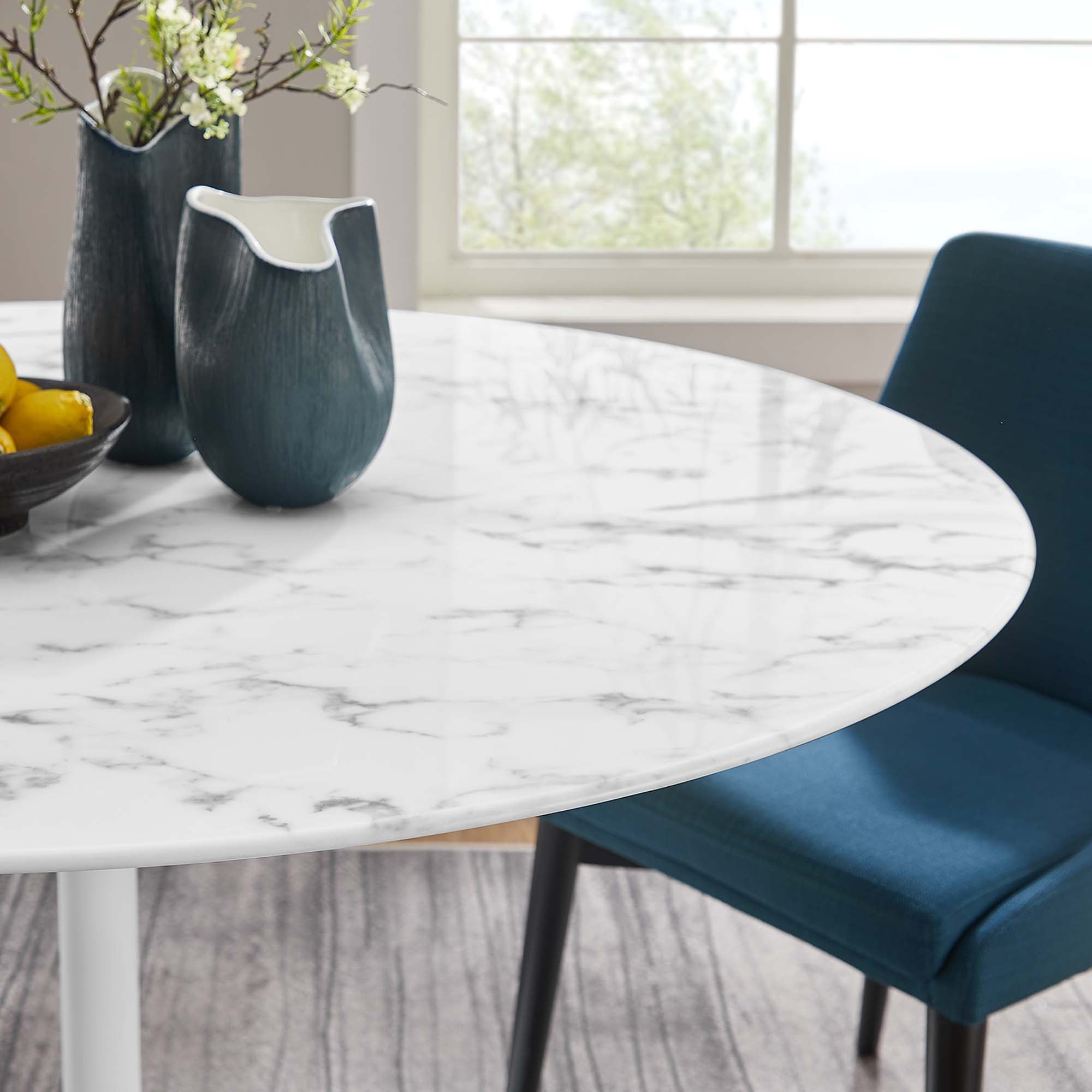 Tulip Round 54" Dining Table Faux Marble