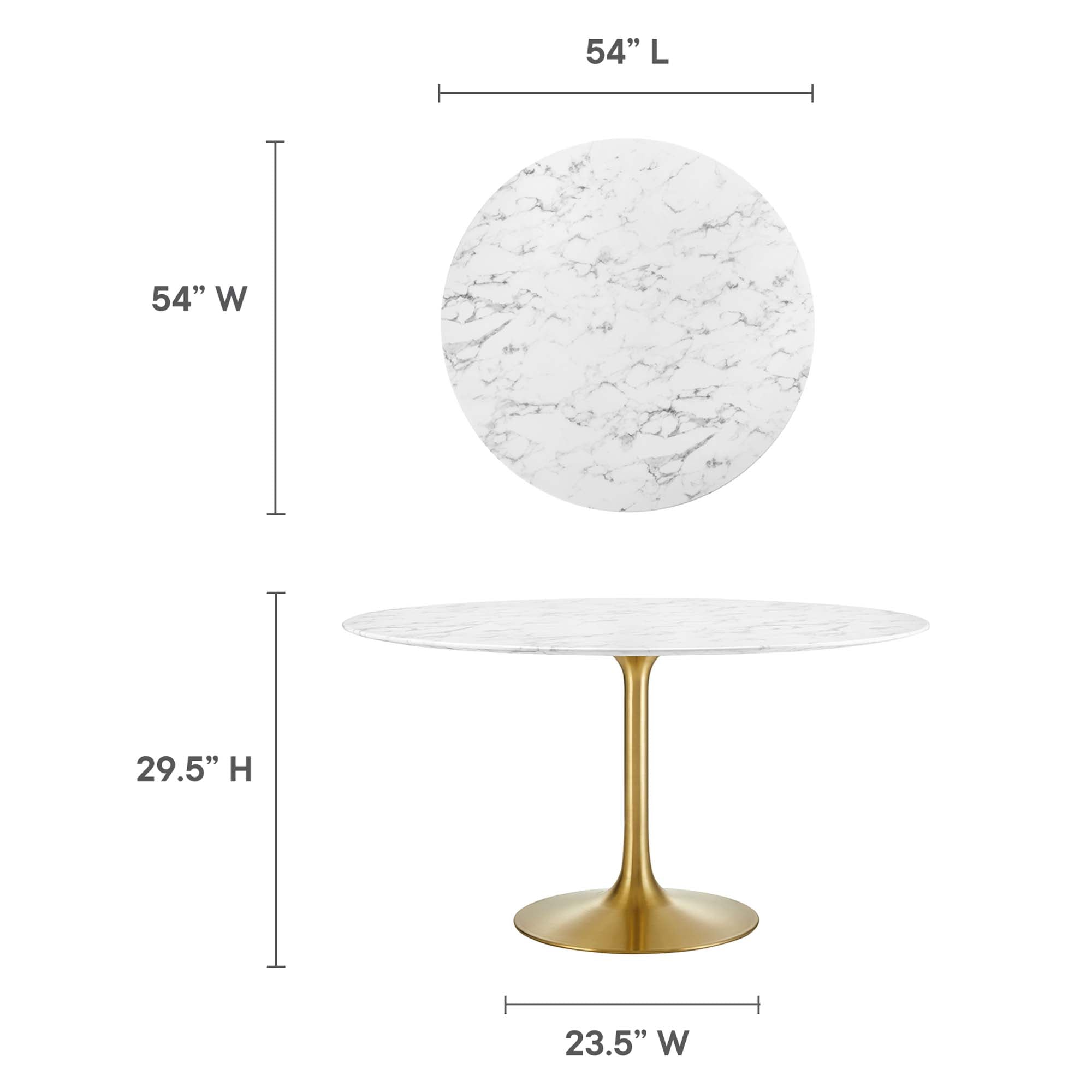 Tulip Round 54" Dining Table Faux Marble