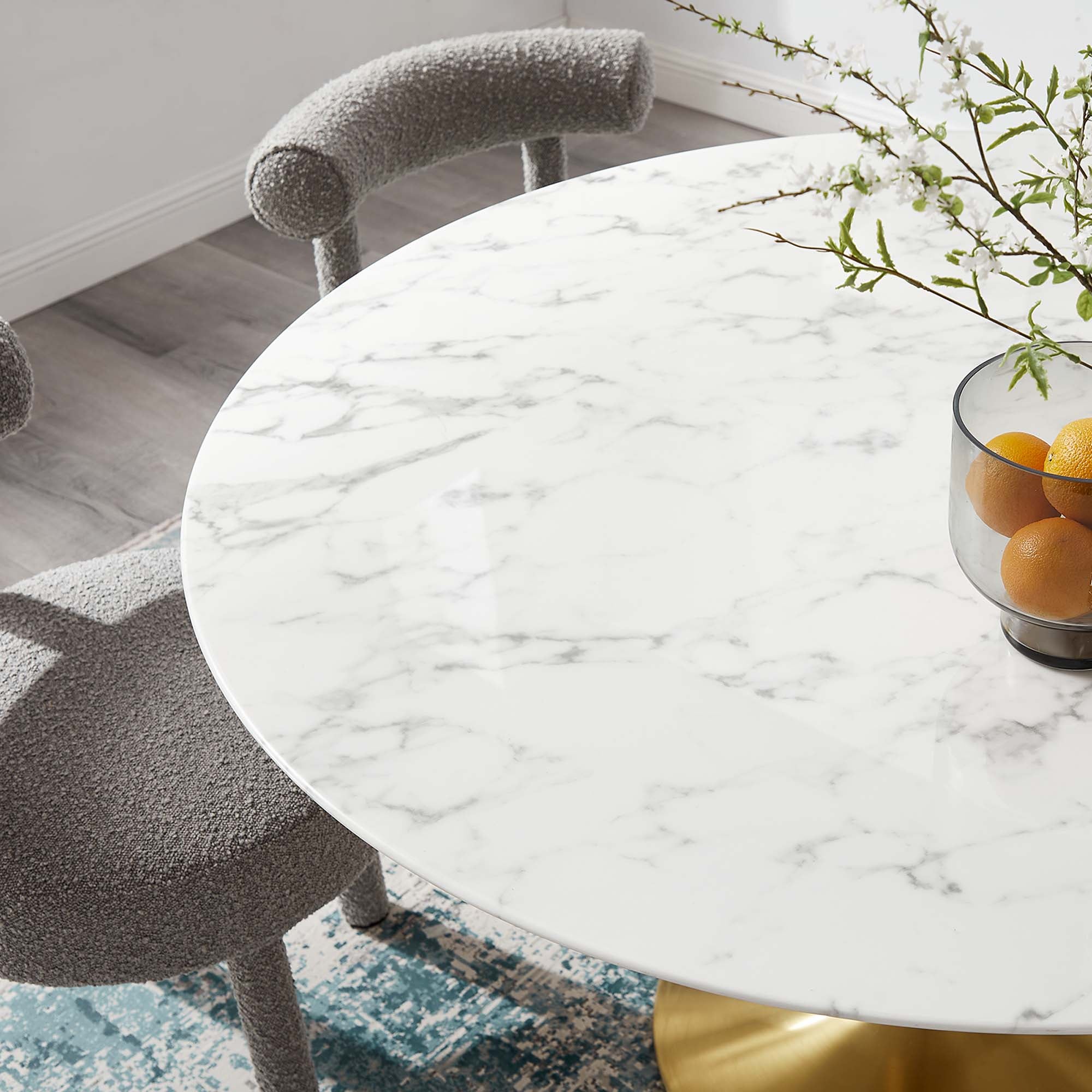 Tulip Round 54" Dining Table Faux Marble