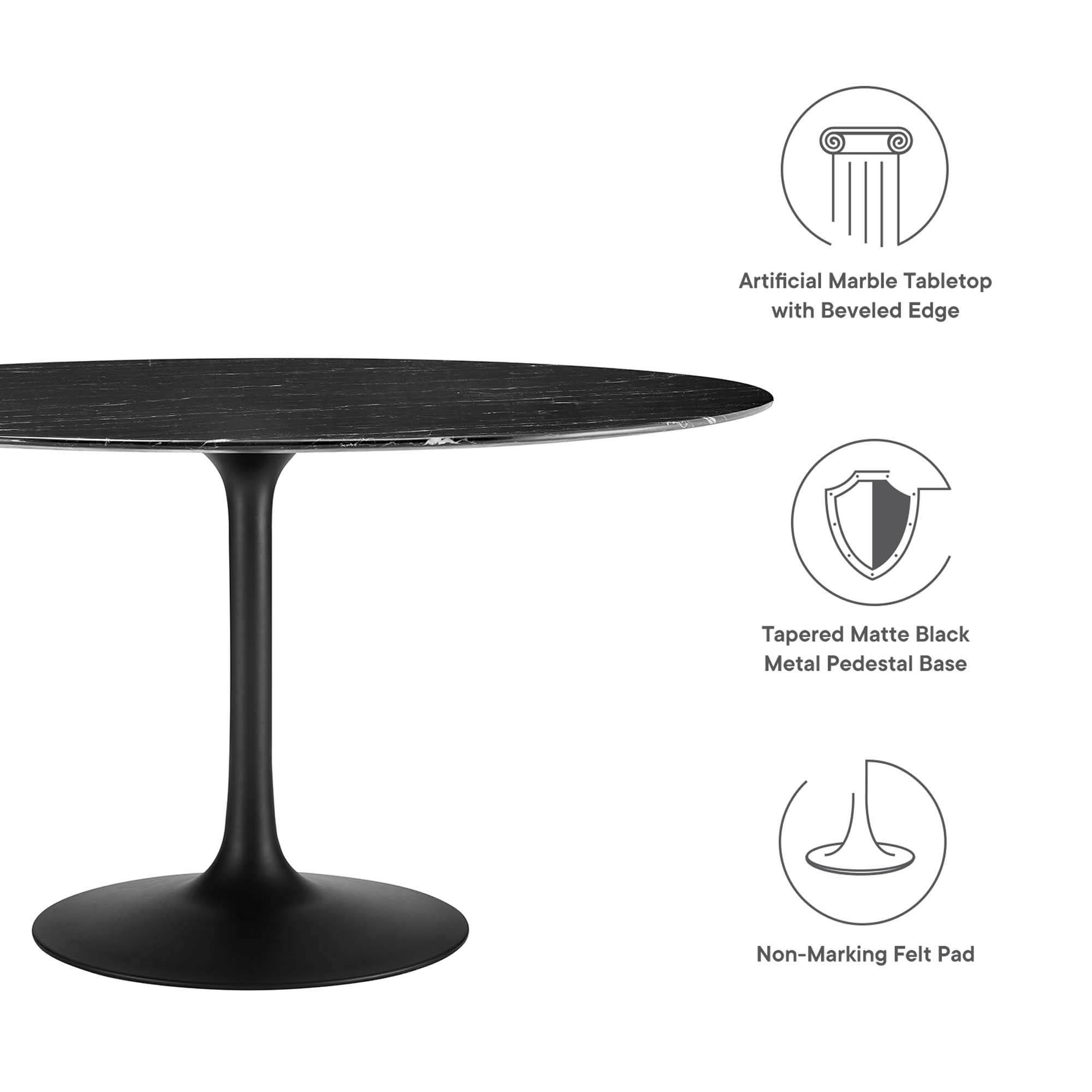 Tulip Round 54" Dining Table Faux Marble