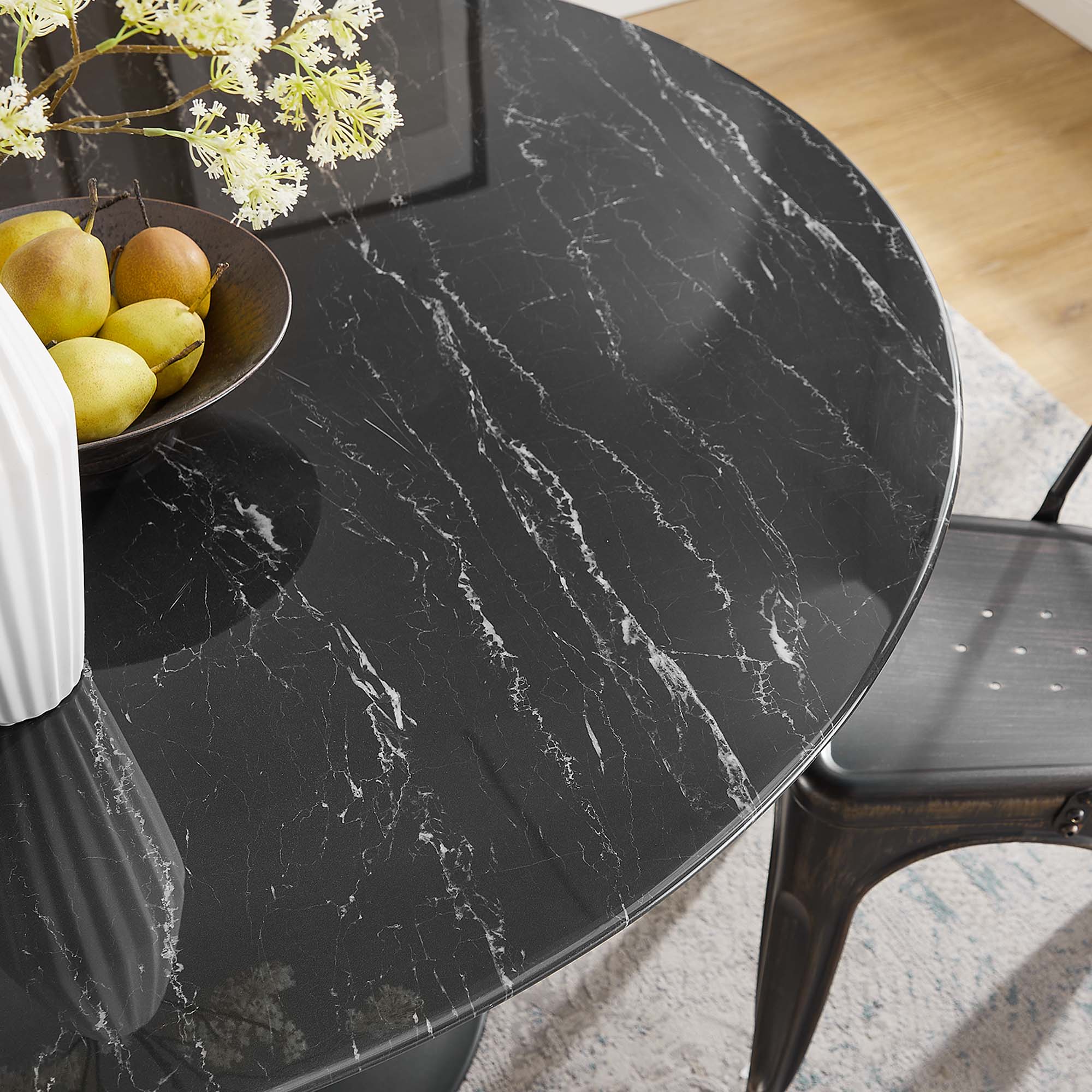 Tulip Round 54" Dining Table Faux Marble