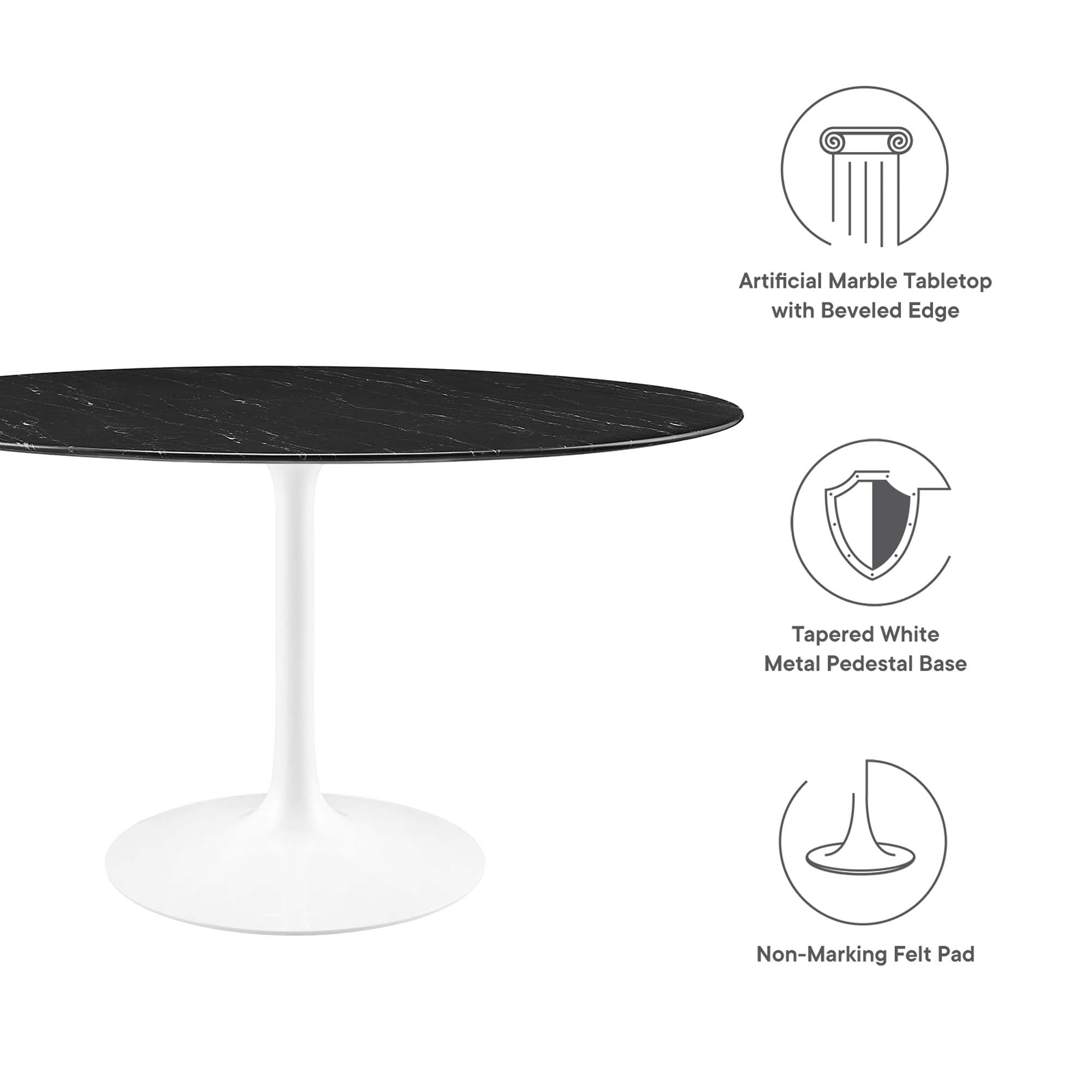 Tulip Round 54" Dining Table Faux Marble