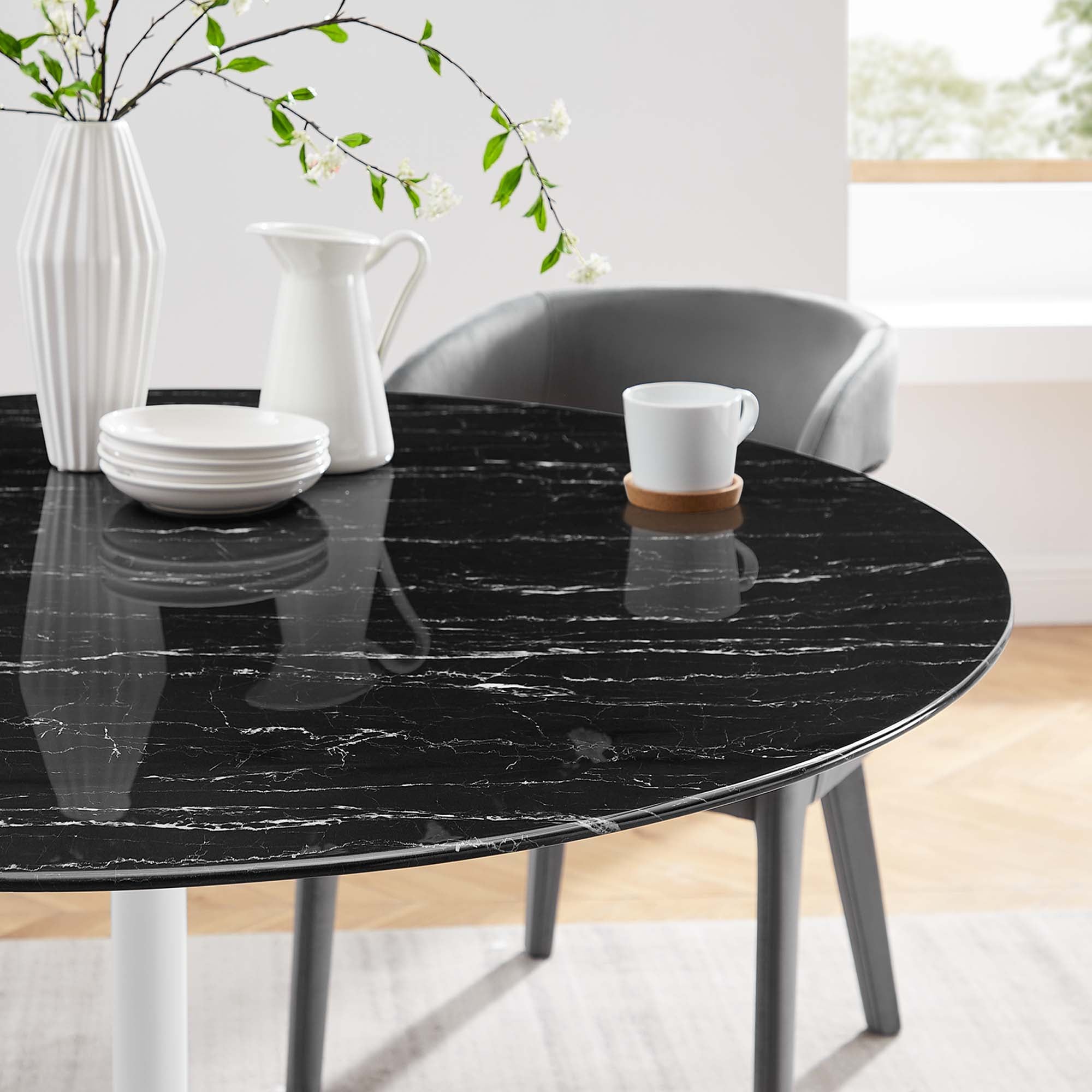 Tulip Round 54" Dining Table Faux Marble