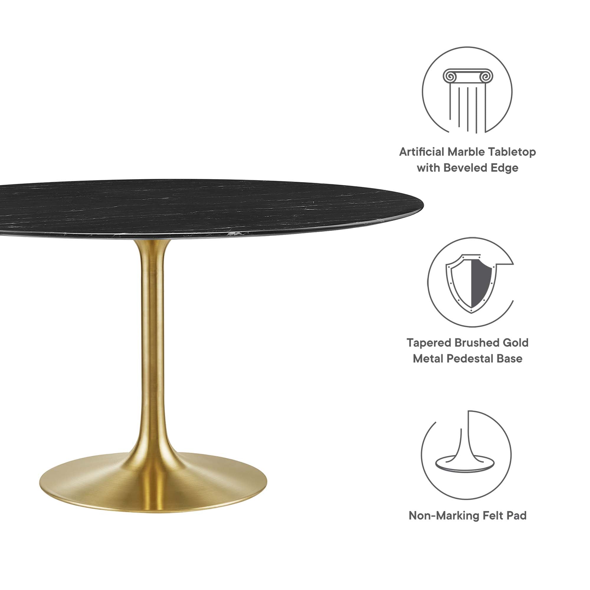 Tulip Round 54" Dining Table Faux Marble