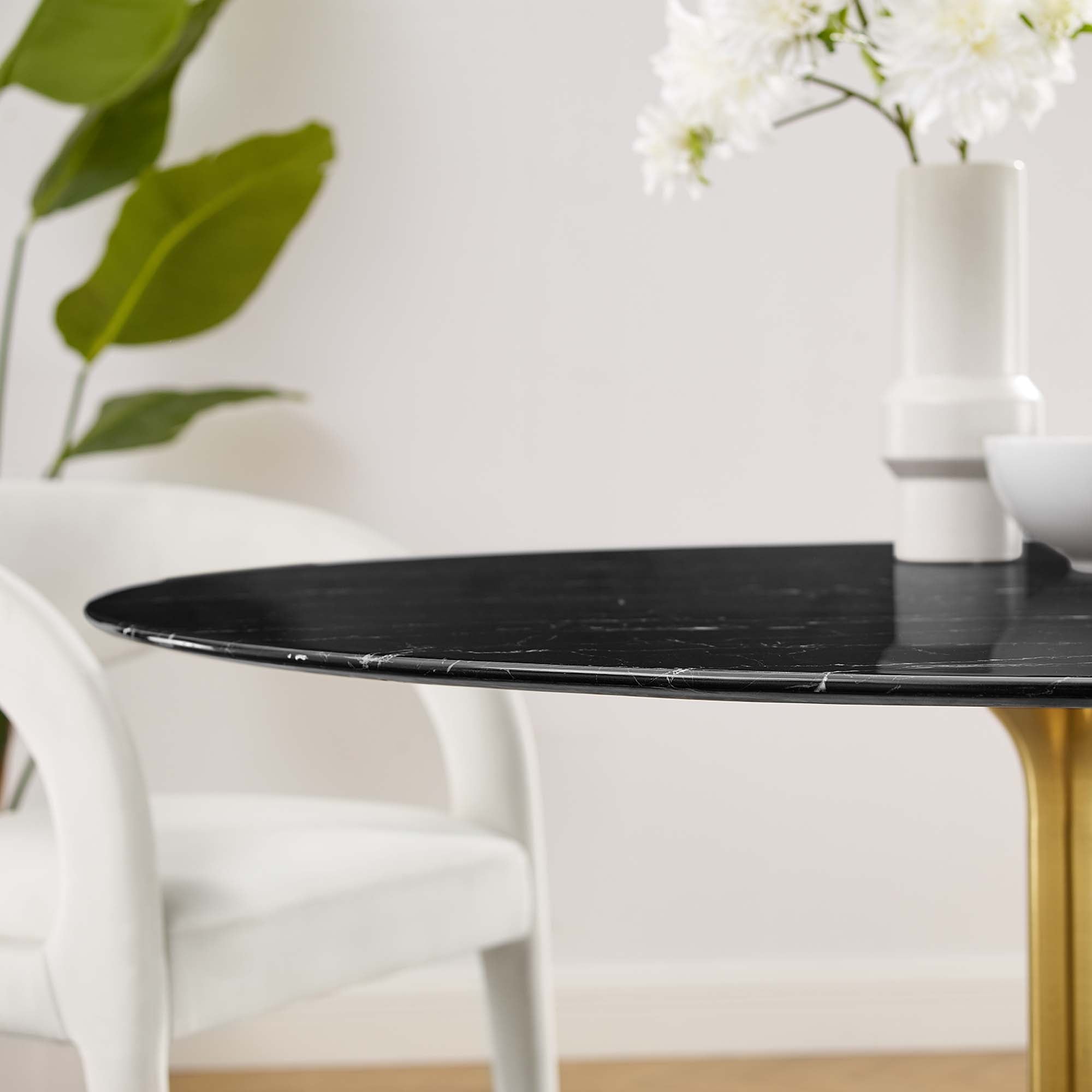 Tulip Round 54" Dining Table Faux Marble