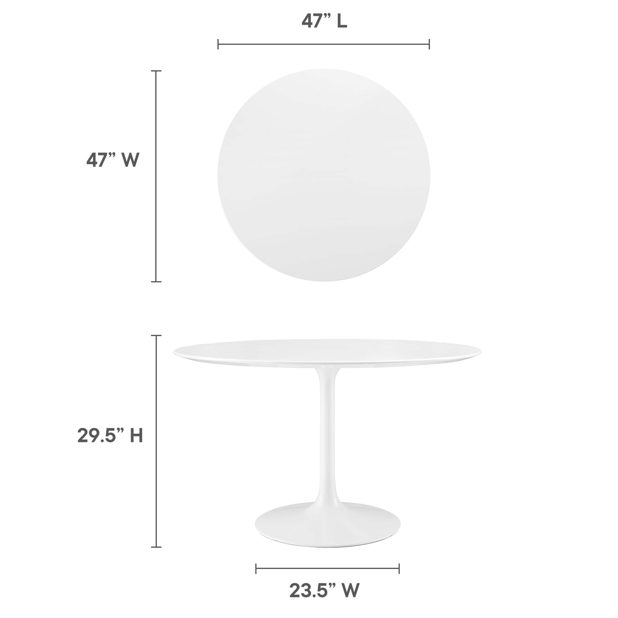 Tulip Round 48" Dining Table White Top White Base