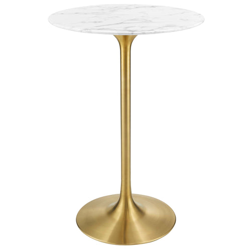 Tulip Bar Table White Marble Wish Gold Base
