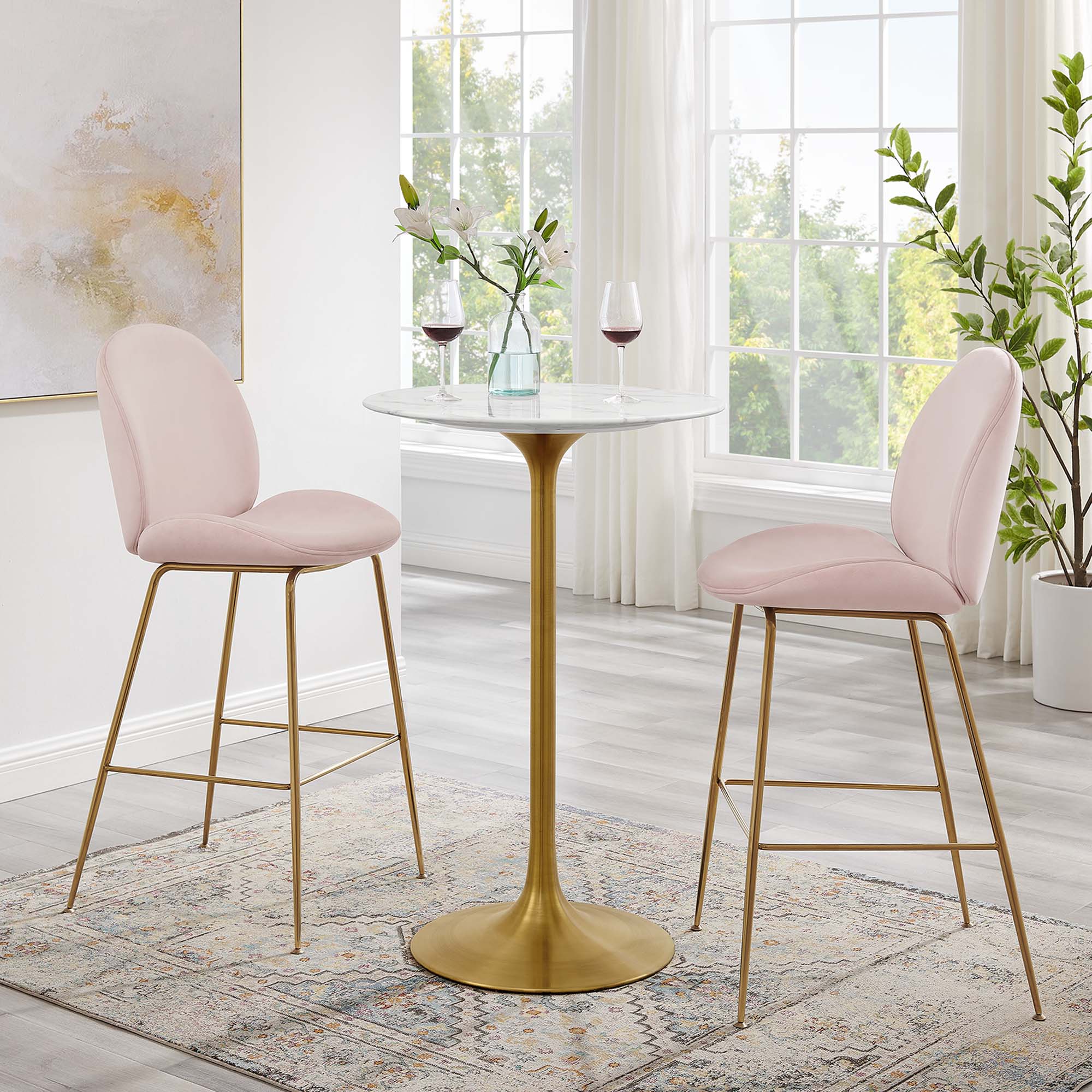 Tulip Bar Table White Wish Gold Base