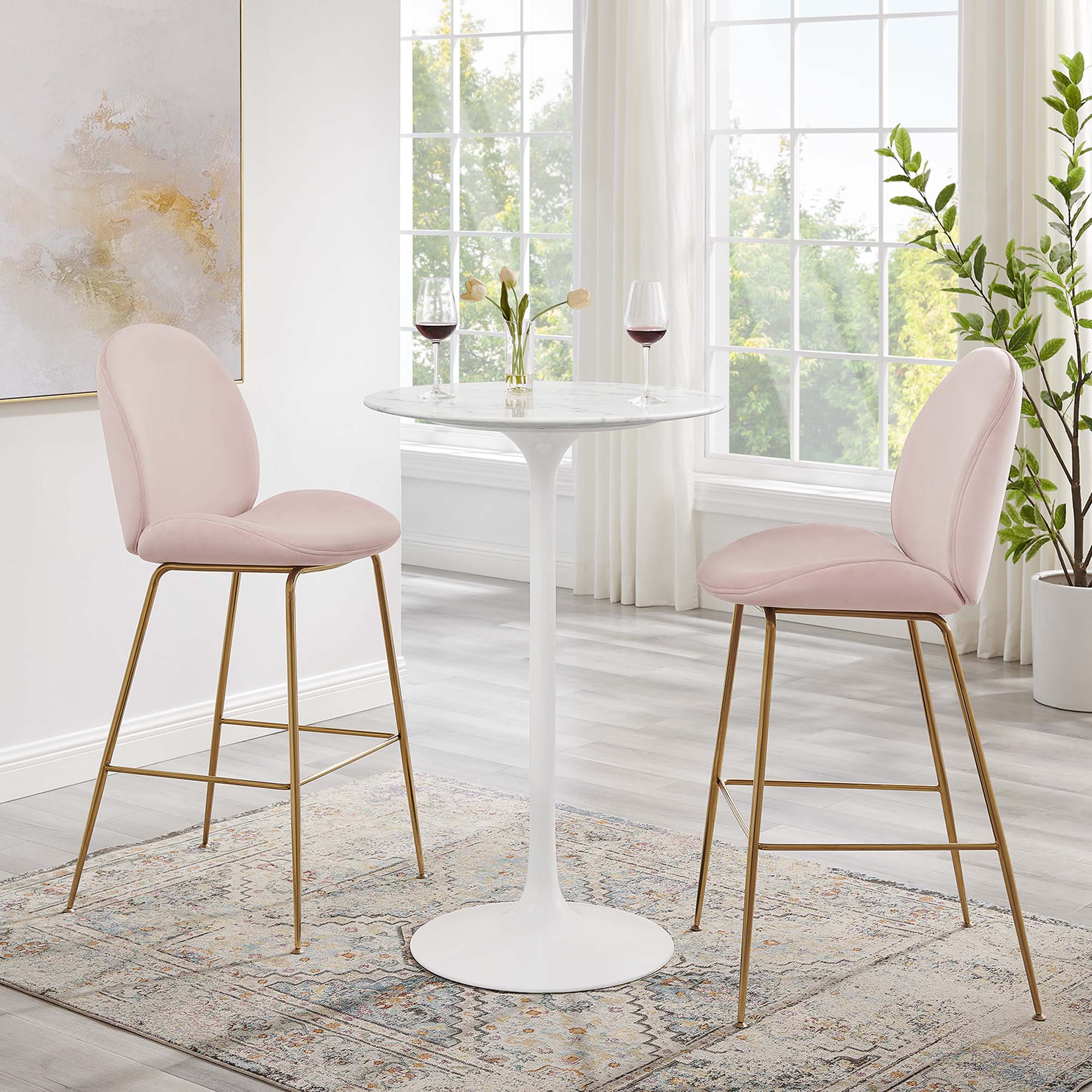 Tulip Bar Table White Top With White with Base