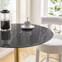Load image into Gallery viewer, Tulip bar table black marble top Gold base