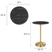 Load image into Gallery viewer, Tulip bar table marble top Gold base