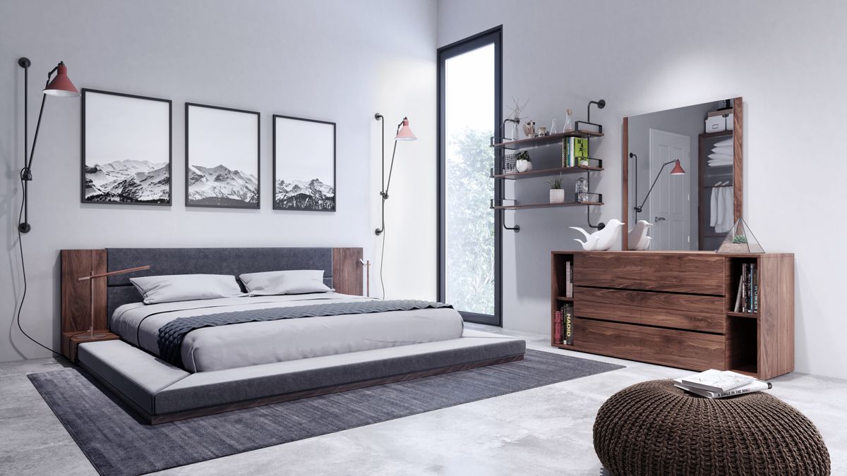 Japanese Style Upholstered Platform King Size