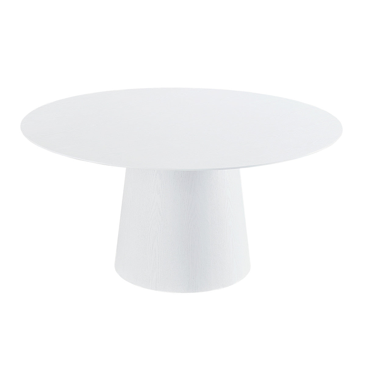 Warnar 62" Round Pedestal Dining Table White Ash