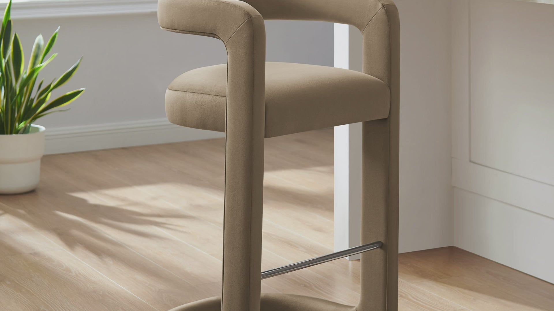 Winslow Performance Velvet Counter Stool in Alabaster