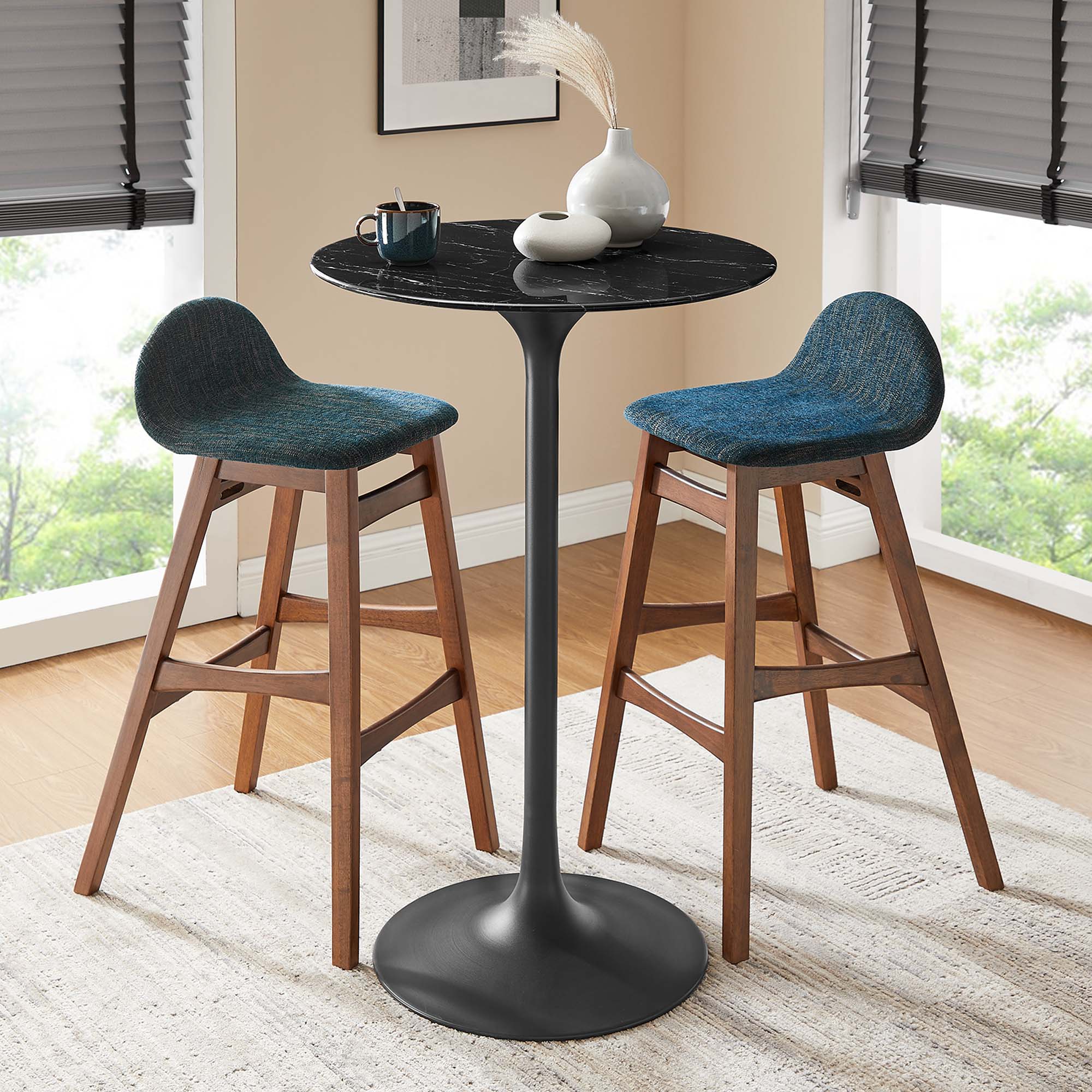 tulip bar table black top with black base