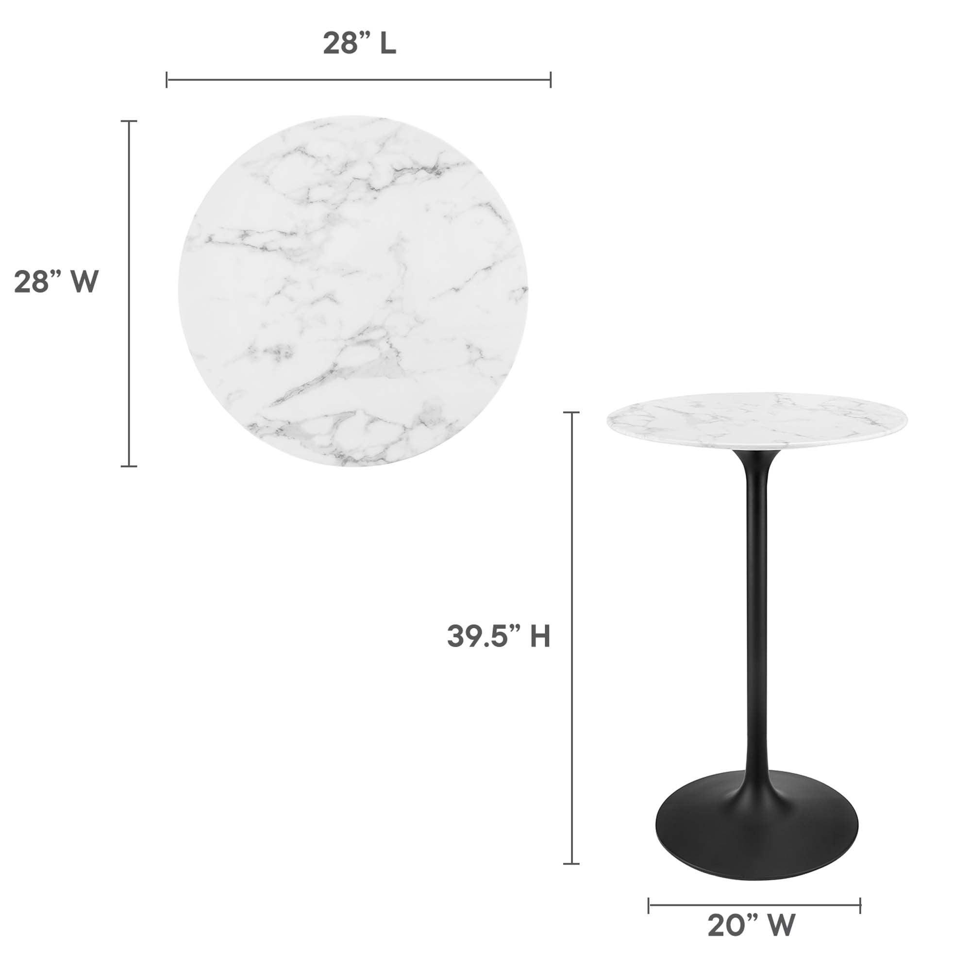 tulip bar table white top with black base