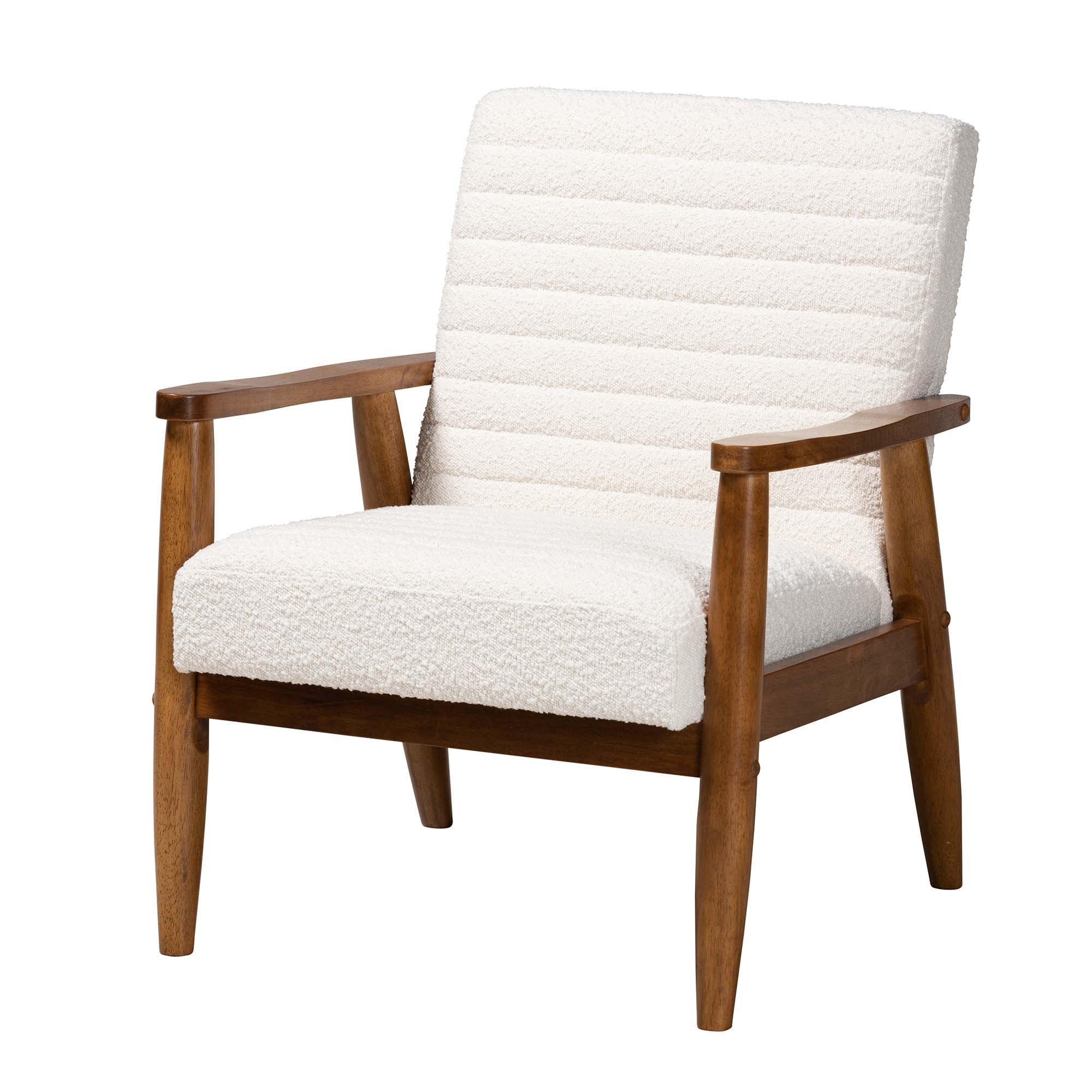 Basel Boucle and Walnut Armchair