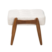 Load image into Gallery viewer, Basel Boucle and Walnut Ottoman Footstool