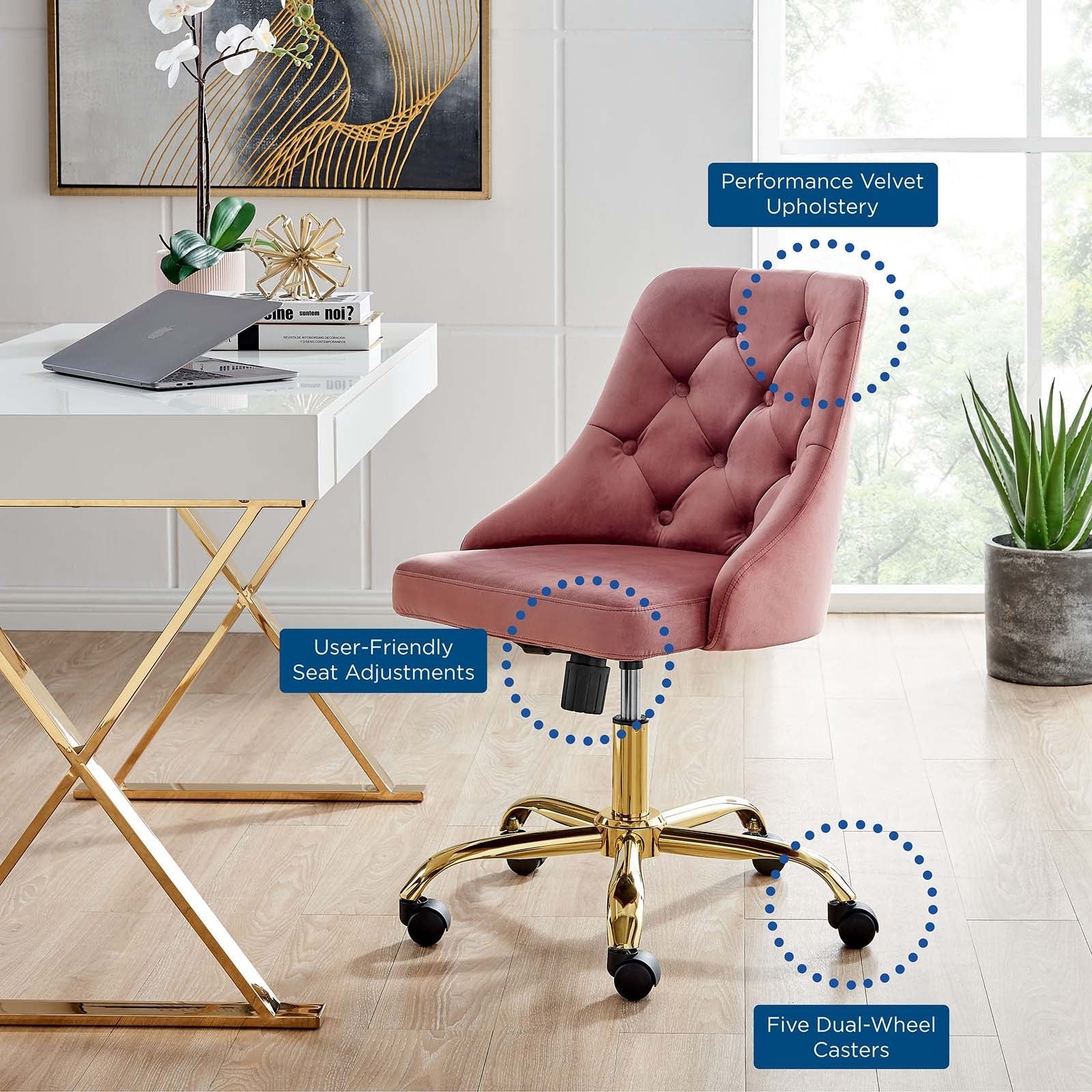 Loft Tufted Office Chair Gold