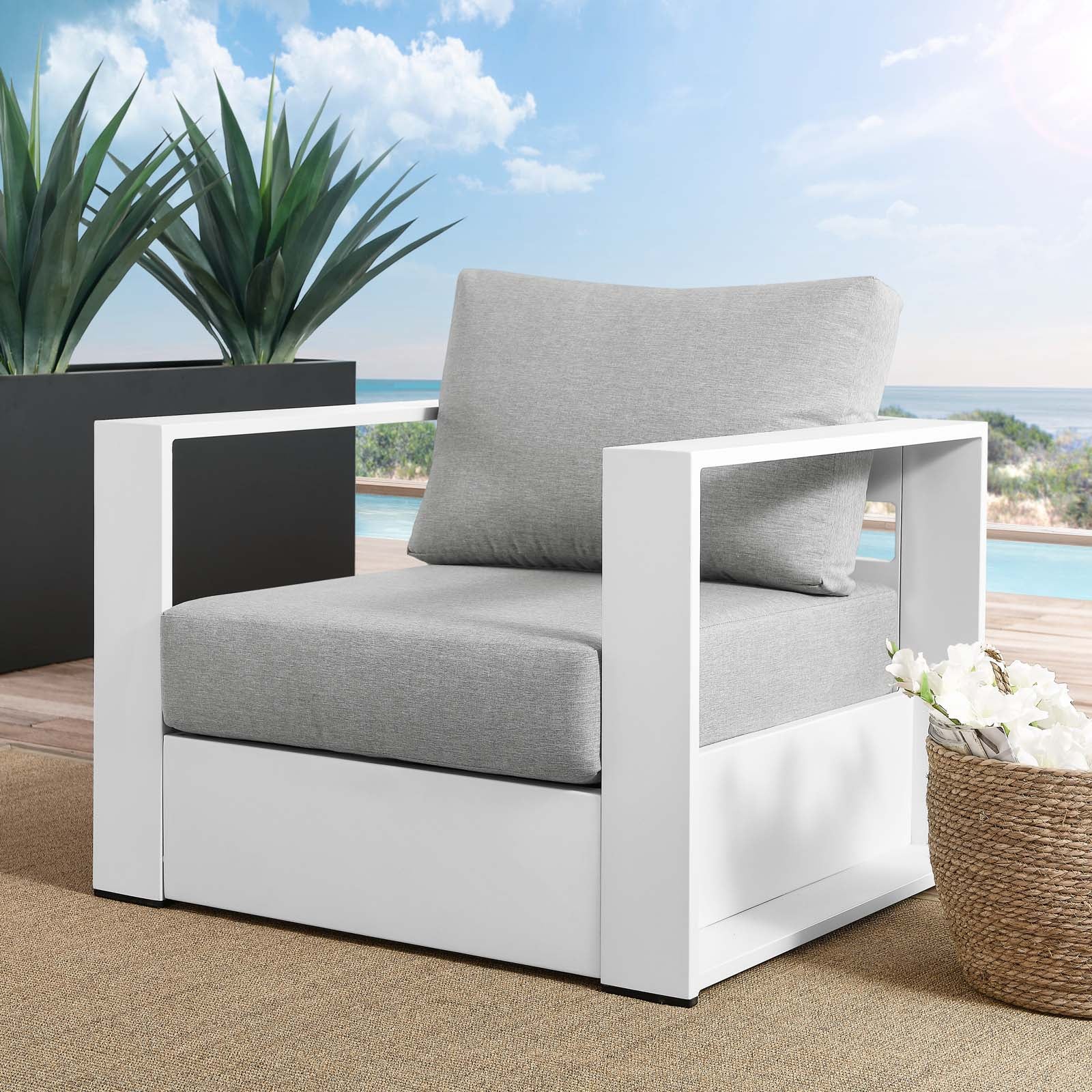 Brentwood Outdoor Patio Powder-Coated Aluminum Armchair
