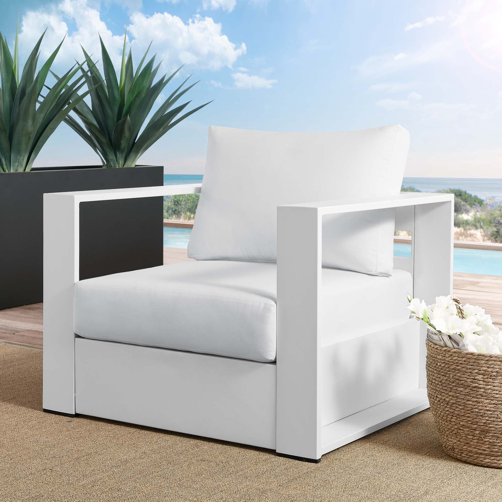 Brentwood Outdoor Patio Powder-Coated Aluminum Armchair