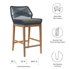 Load image into Gallery viewer, Tortuga 27.5&quot; Outdoor Patio Teak Wood Bar Stool