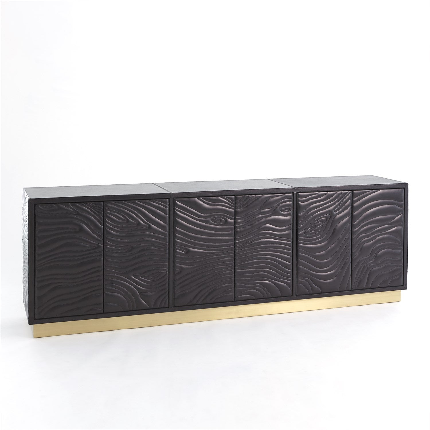 Forest Long Cabinet In Charcoal Leather