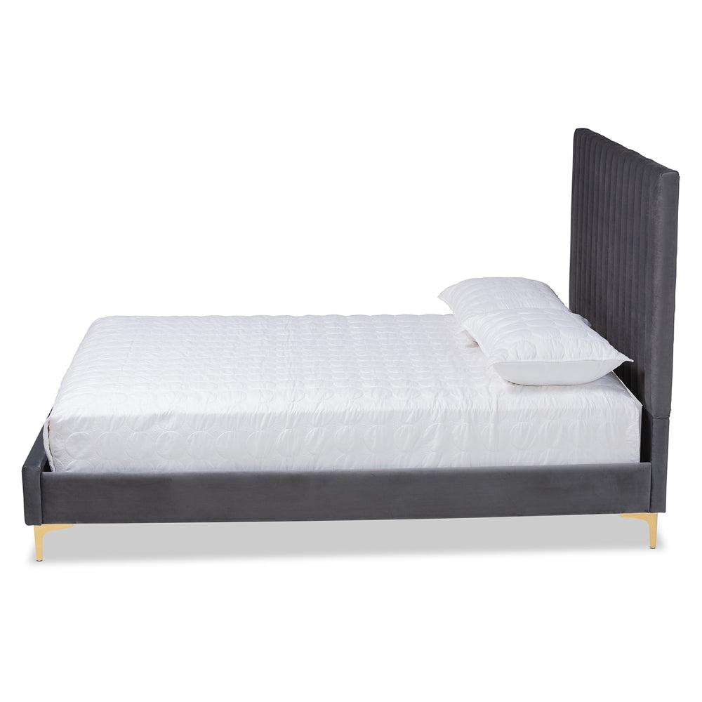 Juniper Gray Velvet Bed