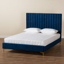 Load image into Gallery viewer, Juniper Navy Blue Velvet Bed