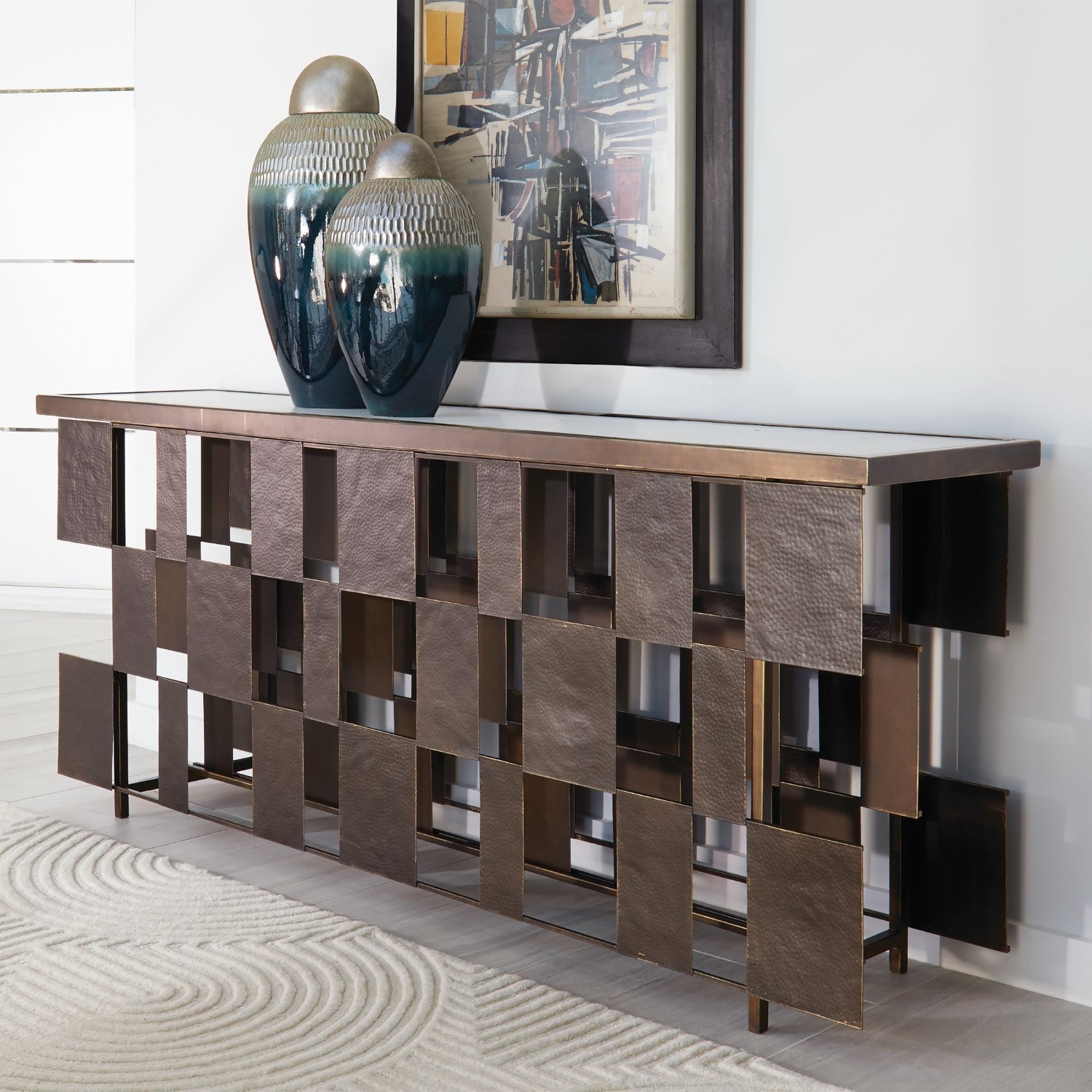 Layered 75.5" Console Table Bronze Iron