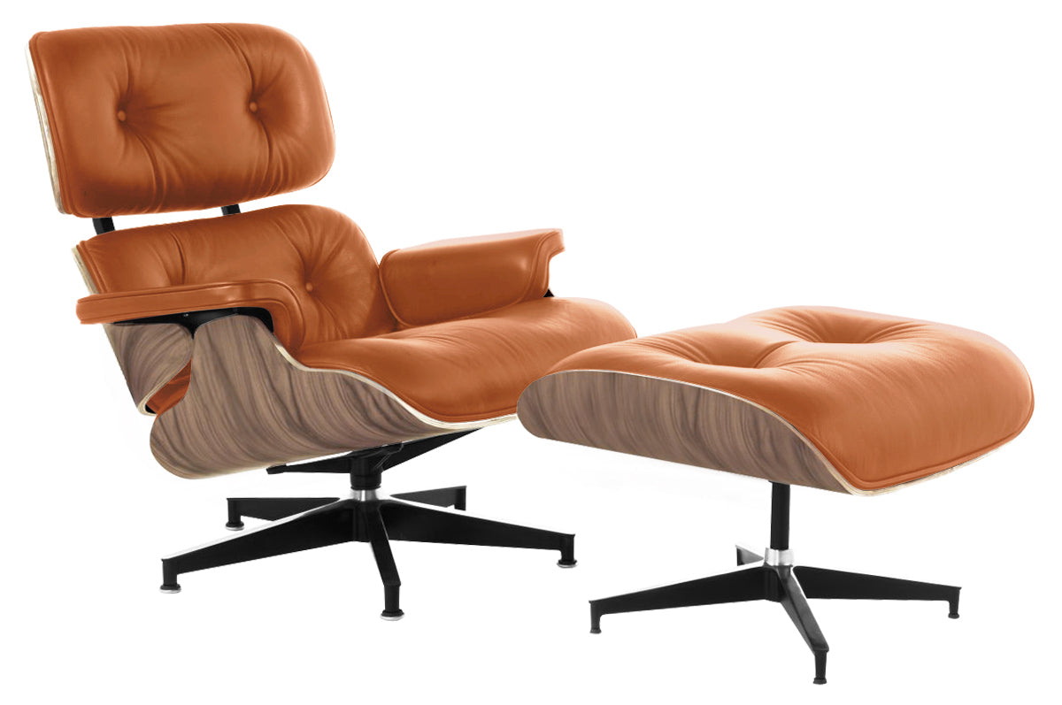 Classic Lux Italian Leather Lounge Chair and Ottoman