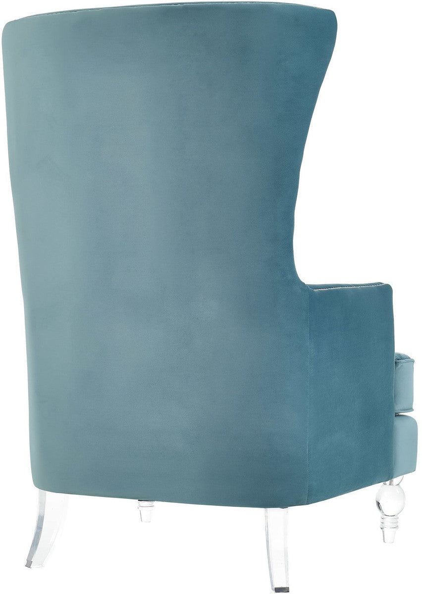 Bristol Sea Blue Velvet Chair with Lucite Legs